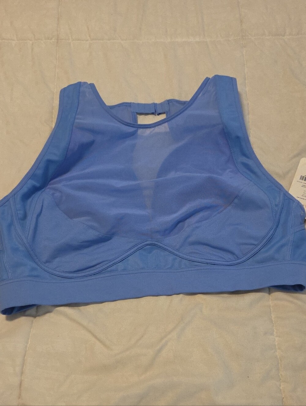 Fabletics Blue High-Neck Mesh Panel Sports Bra